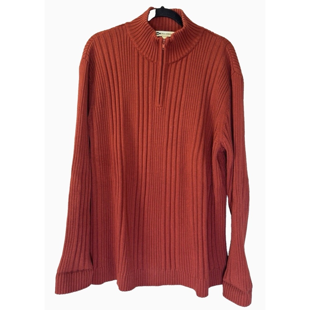 Vintage Y2K Wilke Rodriguez Men XL Ribbed Mockneck ¼ Zip Sweater Rust Y2K Street